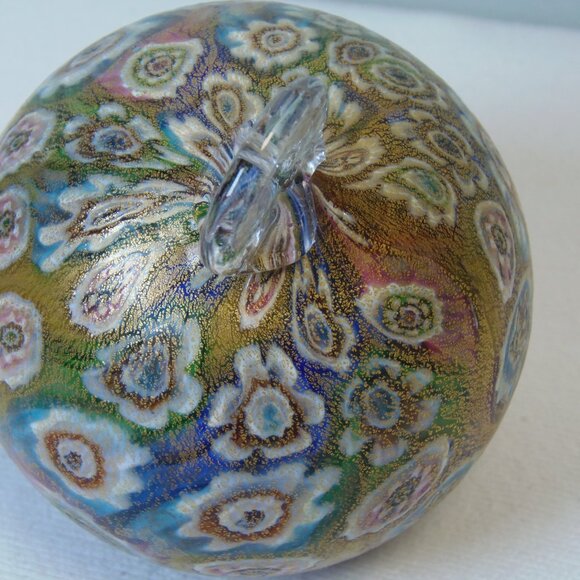 Vintage Murano Millifiore 24k Gold Leaf Glass Ornament 3.5" Diam MCM Elegant Ita - Picture 4 of 7